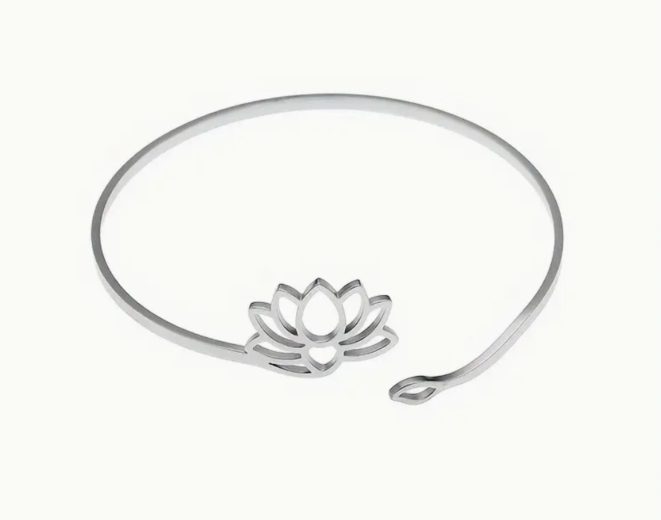 Zilverkleurige Lotus Armband