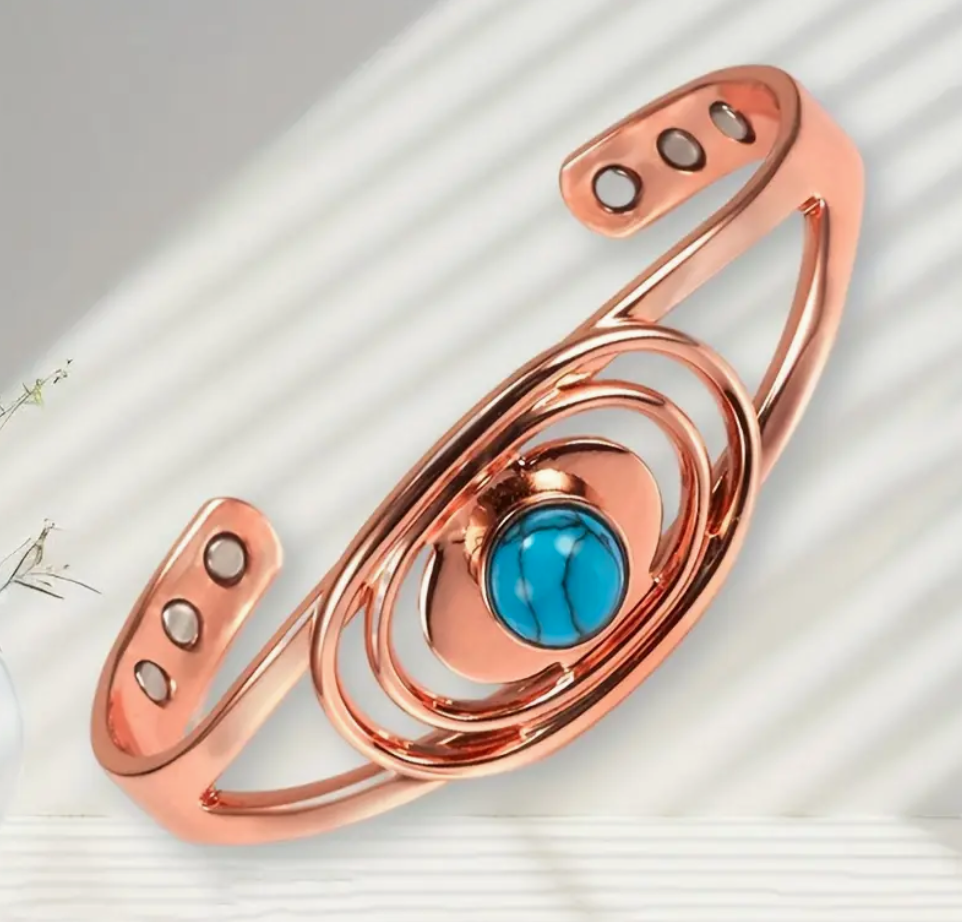 Magnetische Koperen Armband Turkoois