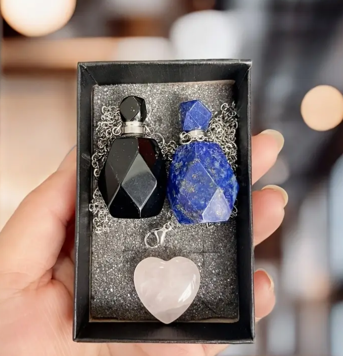Edelsteen Flesjes Obsidiaan en Opaliet