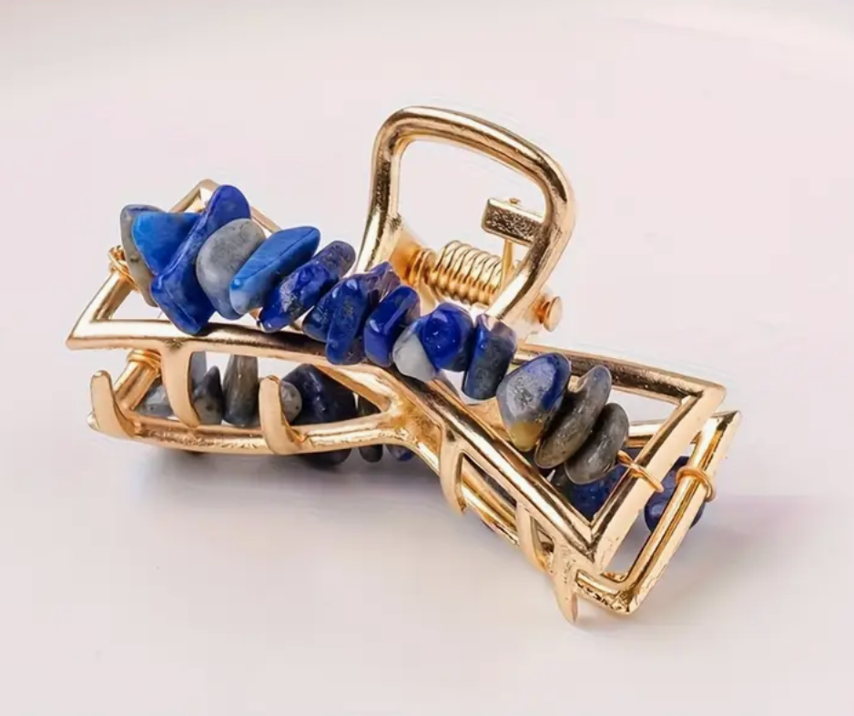 Goudkleurige Lapis Lazuli Haarclip