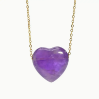 Amethist Hart Ketting Goudkleurig