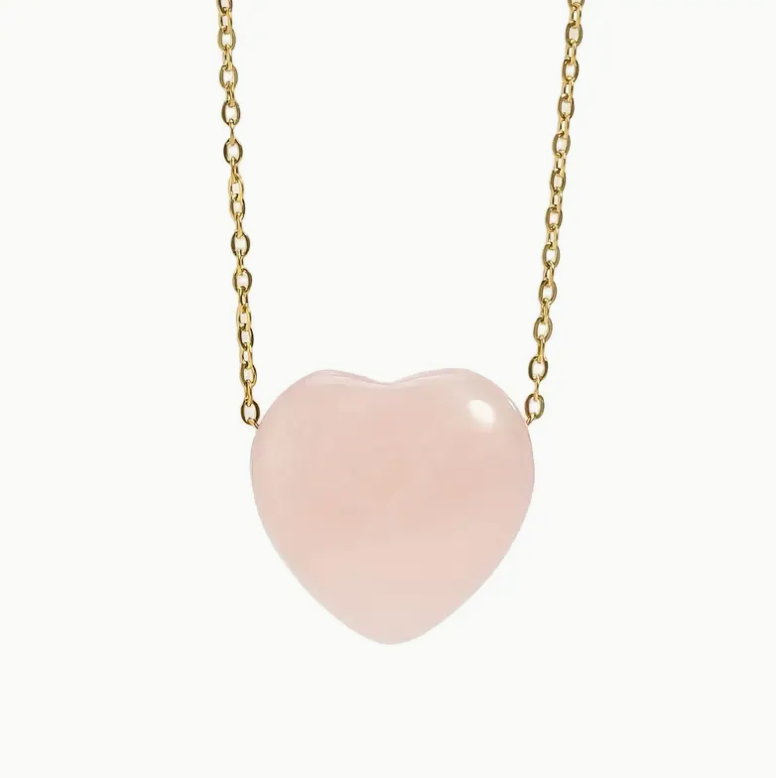 Rozenkwarts Hart Ketting Goudkleurig