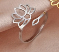 Zilverkleurige Lotus Ring
