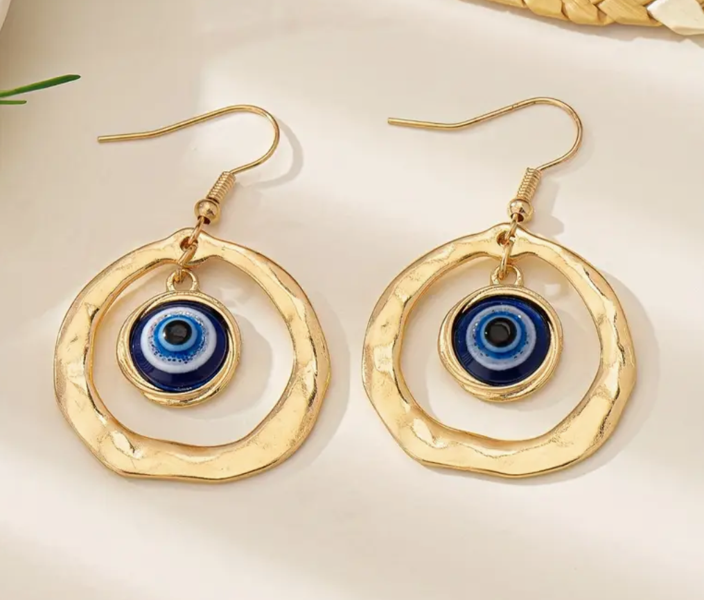Goudkleurige Boze Oog Oorbellen