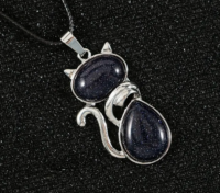 Blauwe Goudsteen Kat Ketting