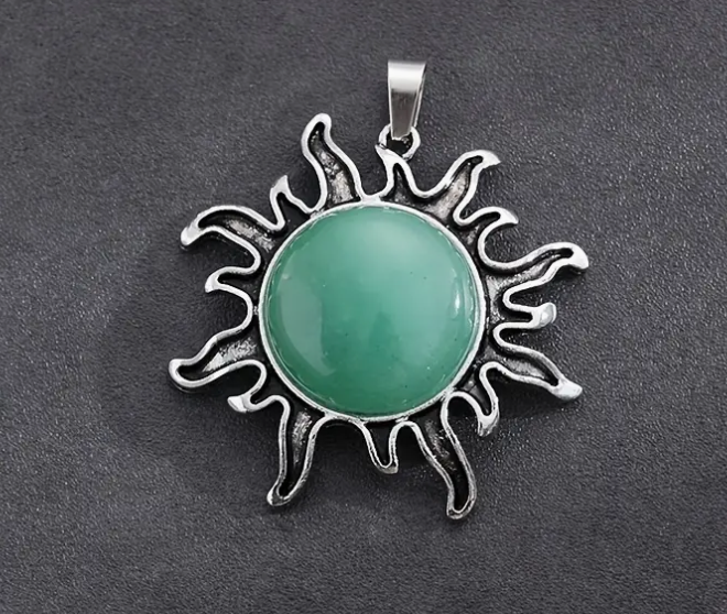 Groene Aventurijn Zonnebloem Hanger
