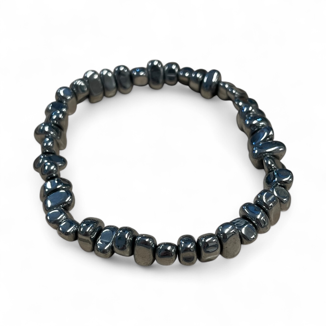 Hematiet Kralen Armband Donker Zilverkleurig