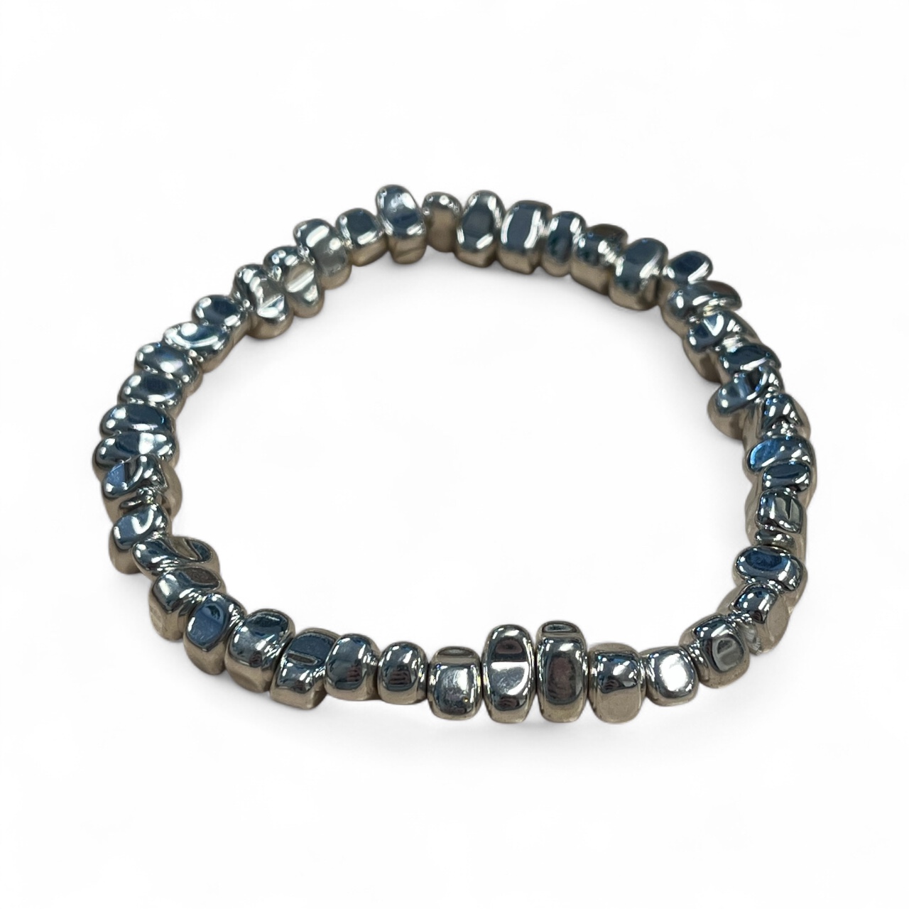 Hematiet Kralen Armband Zilverkleurig